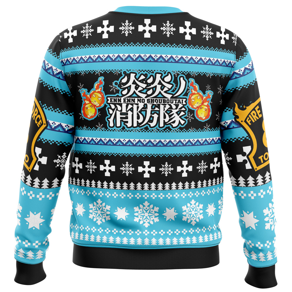 Christmas Flame Fire Force Ugly Christmas Sweater - Image 4