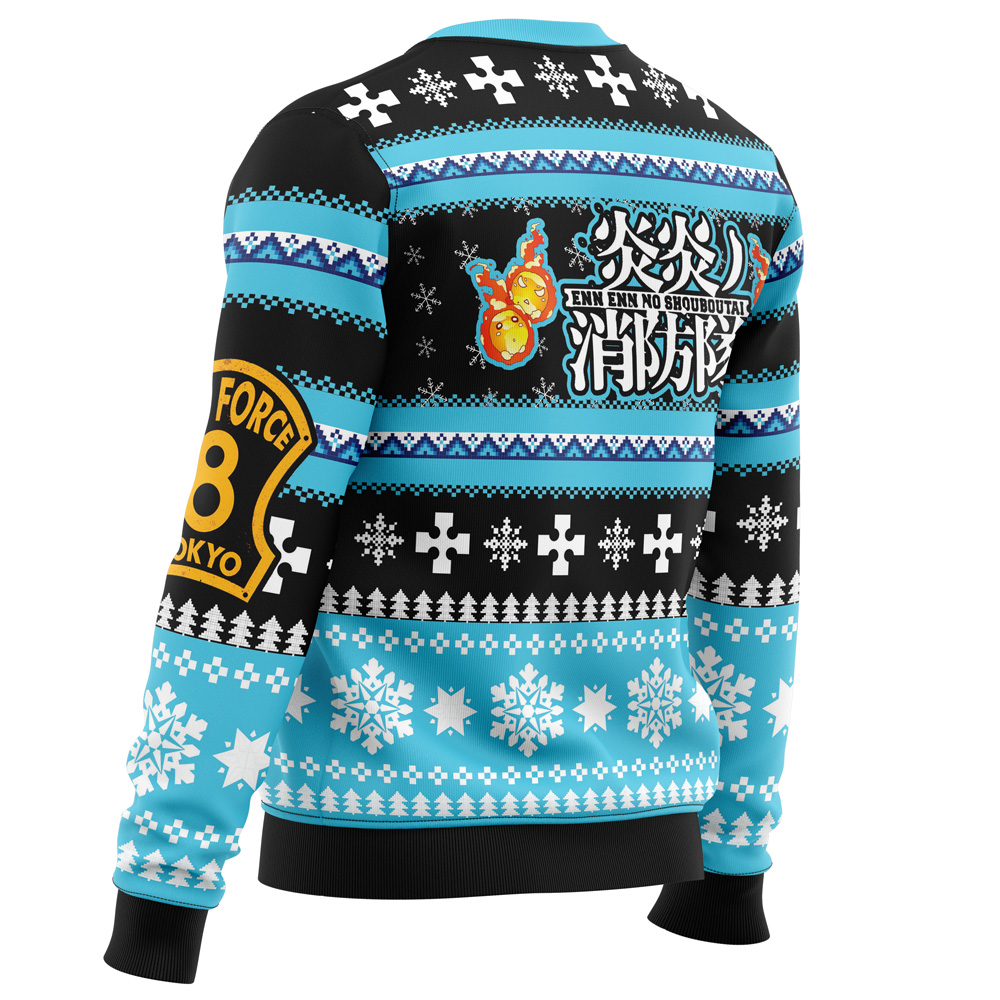 Christmas Flame Fire Force Ugly Christmas Sweater - Image 3