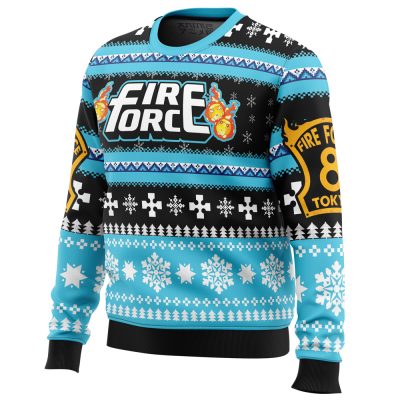 Christmas Flame Fire Force men sweatshirt SIDE FRONT mockup - Fire Force Merch