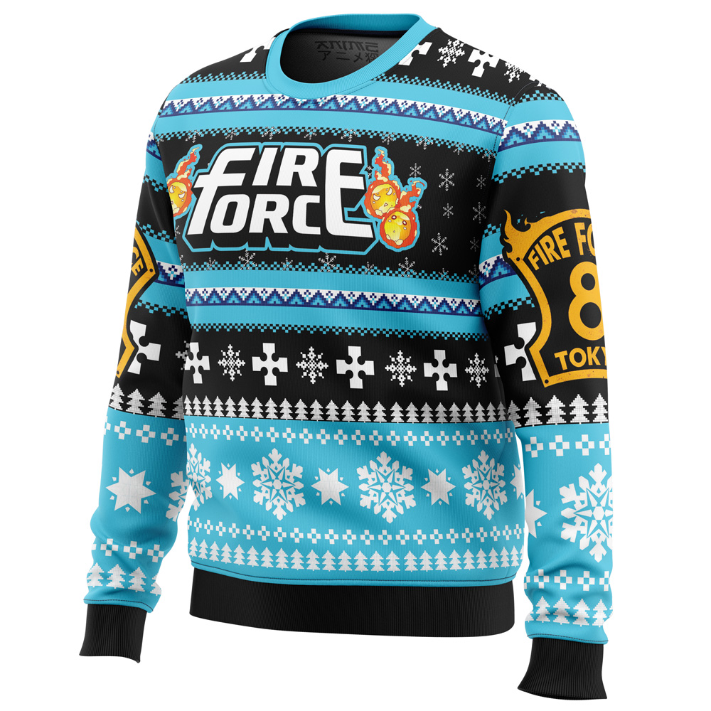 Christmas Flame Fire Force Ugly Christmas Sweater - Image 2