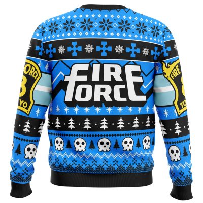 Heroes Always Arrive Fire Force Ugly Christmas Sweater BACK mockup - Fire Force Merch