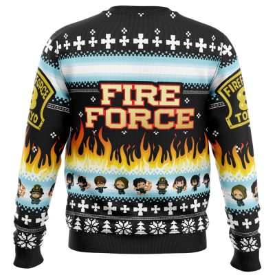 I Heard Santa on the Roof Fire Force Ugly Christmas Sweaters BACK mockup - Fire Force Merch