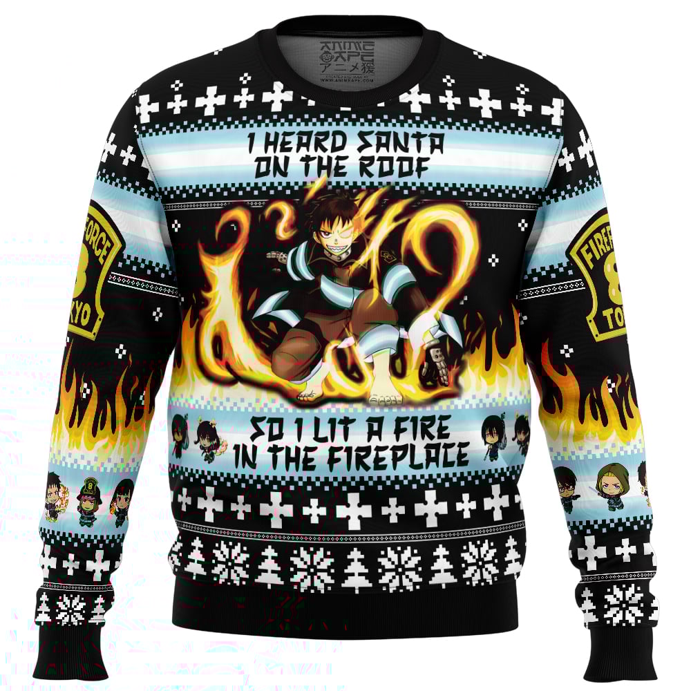 I Heard Santa on the Roof Fire Force Ugly Christmas Sweaters