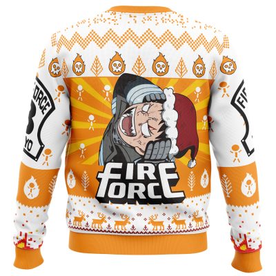 Oh No Not That Fire Force Ugly Christmas Sweater BACK mockup - Fire Force Merch